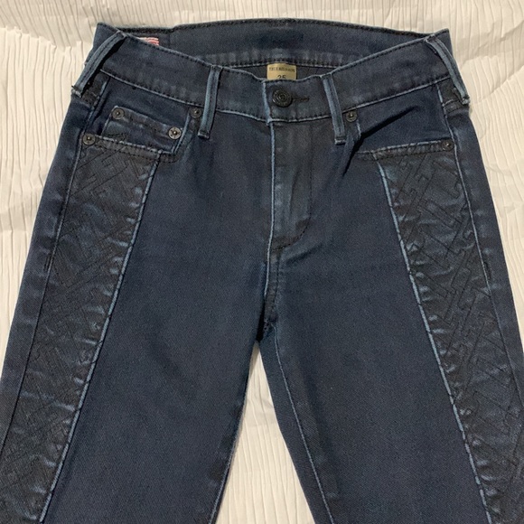 TRUE RELIGION "HALLE MID-RISE SUPER SKINNY" Jeans In "BATHED COATED NIGHT" sz 25 - Picture 7 of 8